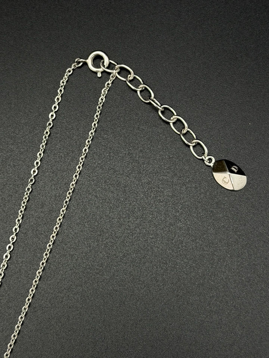 Christian Dior Vintage CD Logo Pendant Necklace Silver