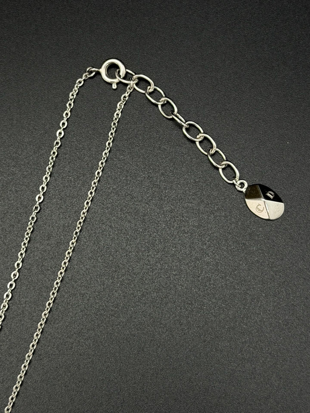 Christian Dior Vintage CD Logo Pendant Necklace Silver