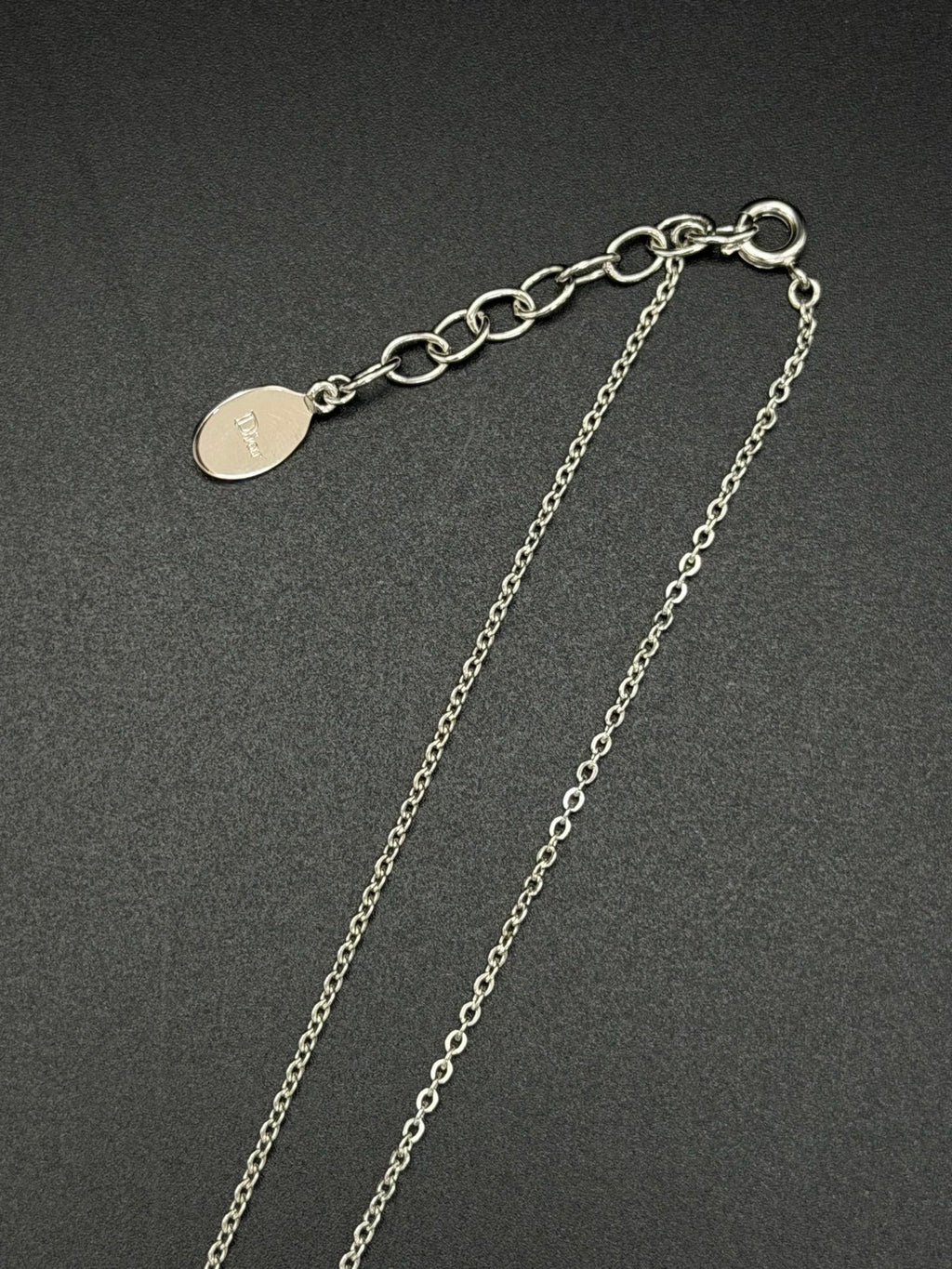 Christian Dior Vintage CD Logo Pendant Necklace Silver