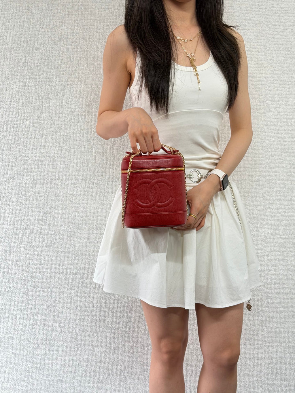 Chanel Vintage Caviar Skin CC Vanity Case Bag