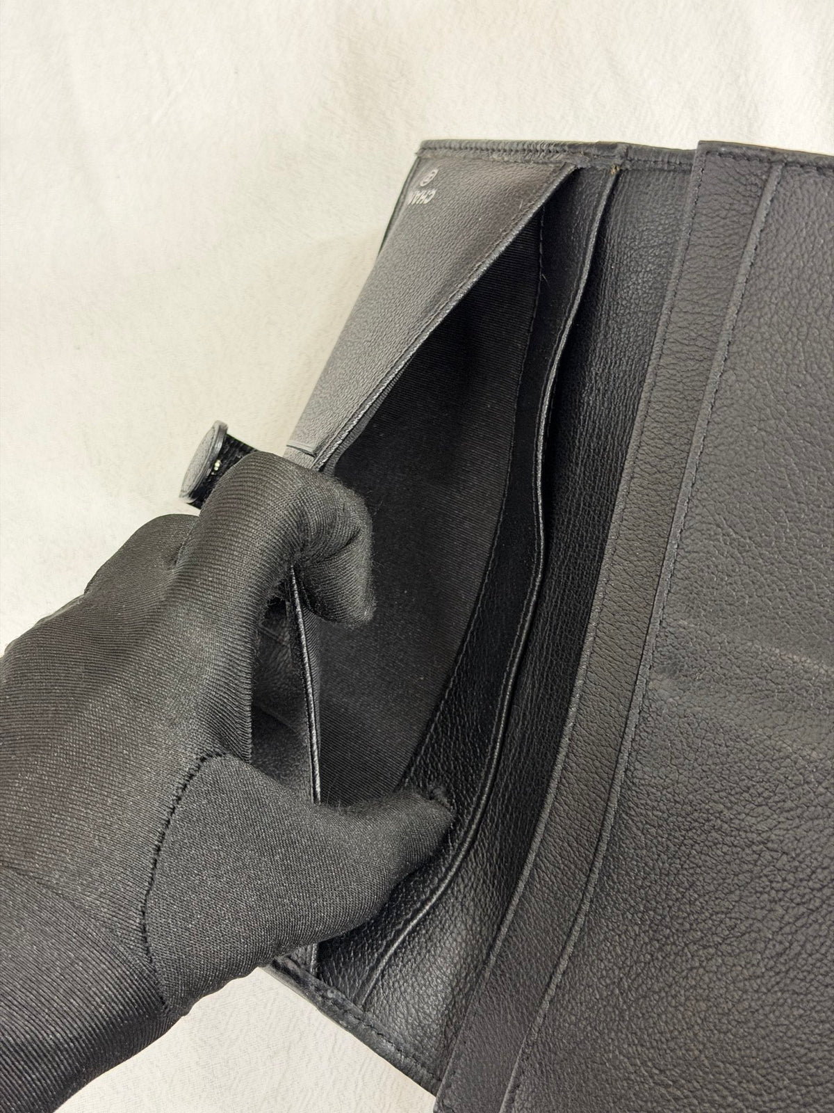 Chanel Vintage Camellia Butterfly Flap Long Wallet Black