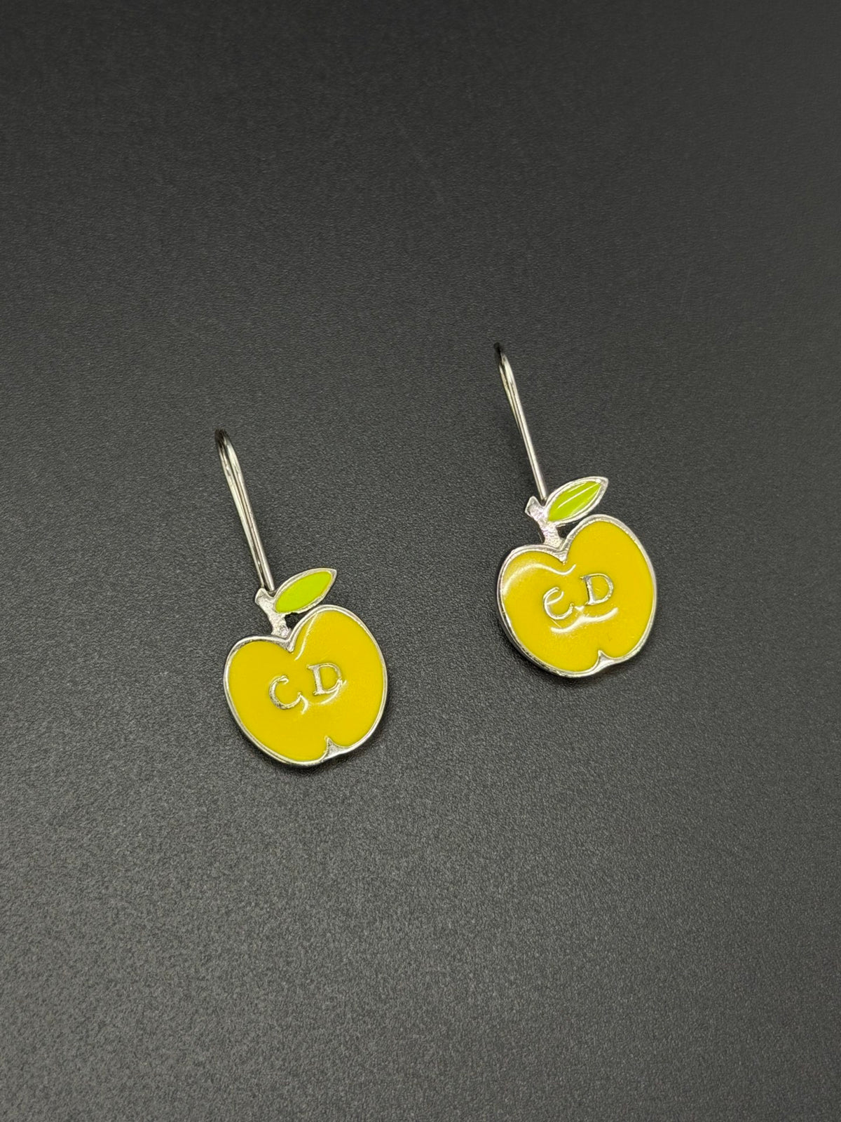 Christian Dior Vintage Yellow Enamel Apple Drop Earrings