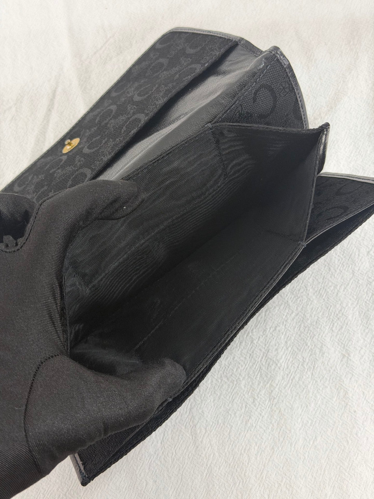 Celine Vintage C Sulky Canvas Bifold Long Wallet Black