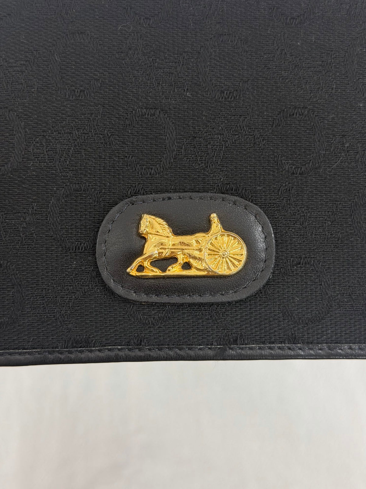 Celine Vintage C Sulky Canvas Bifold Long Wallet Black