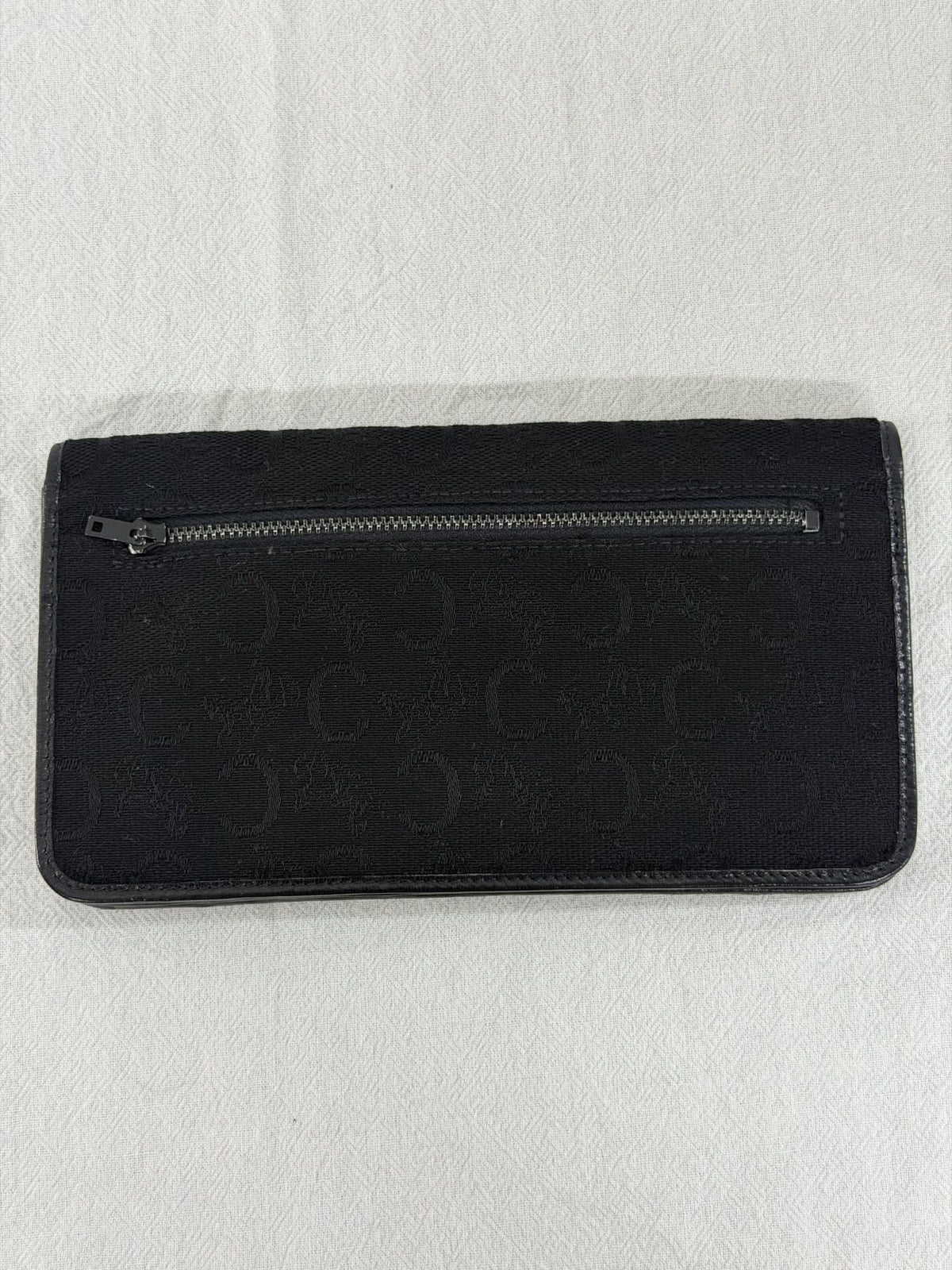 Celine Vintage C Sulky Canvas Bifold Long Wallet Black