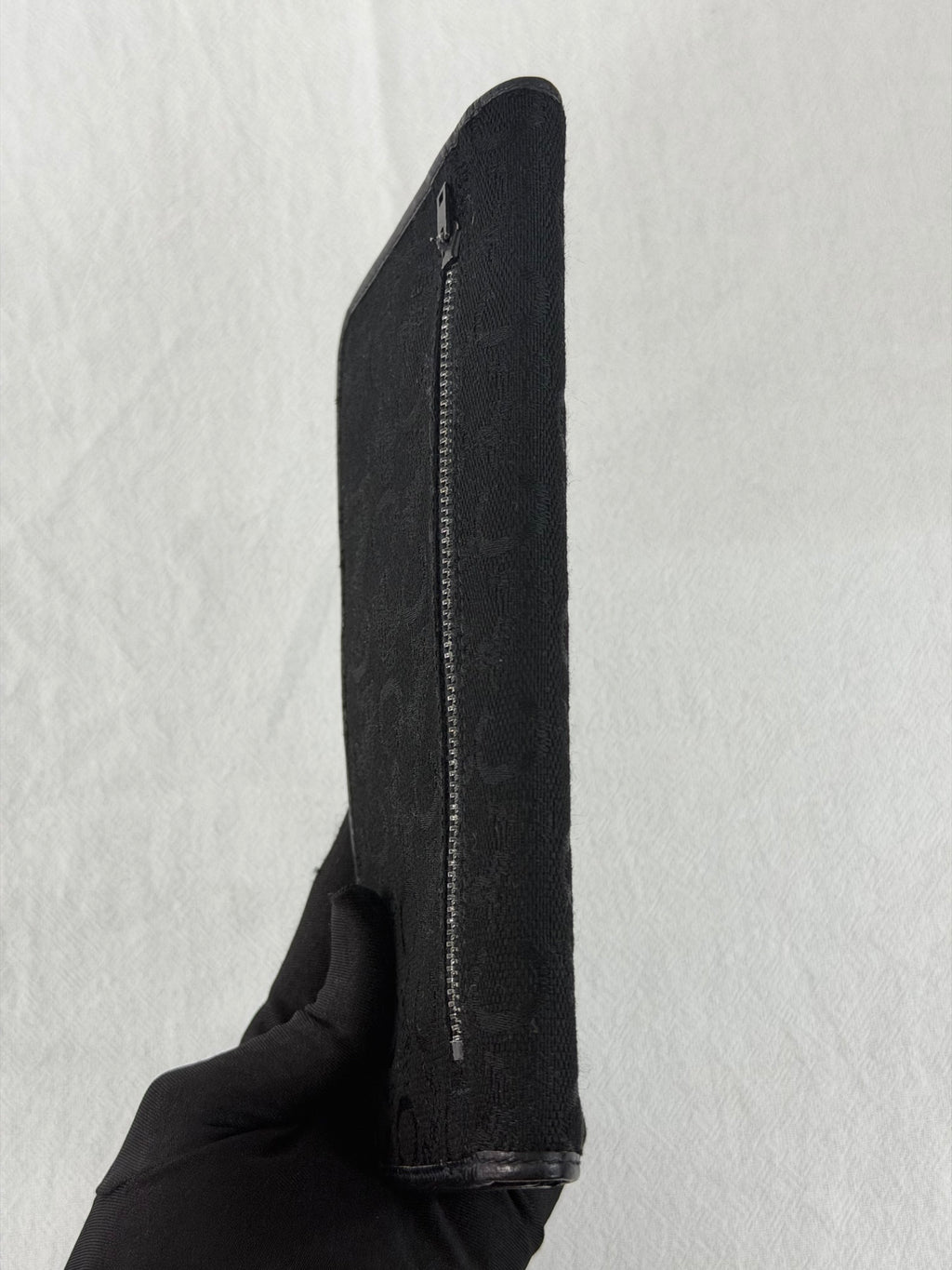Celine Vintage C Sulky Canvas Bifold Long Wallet Black