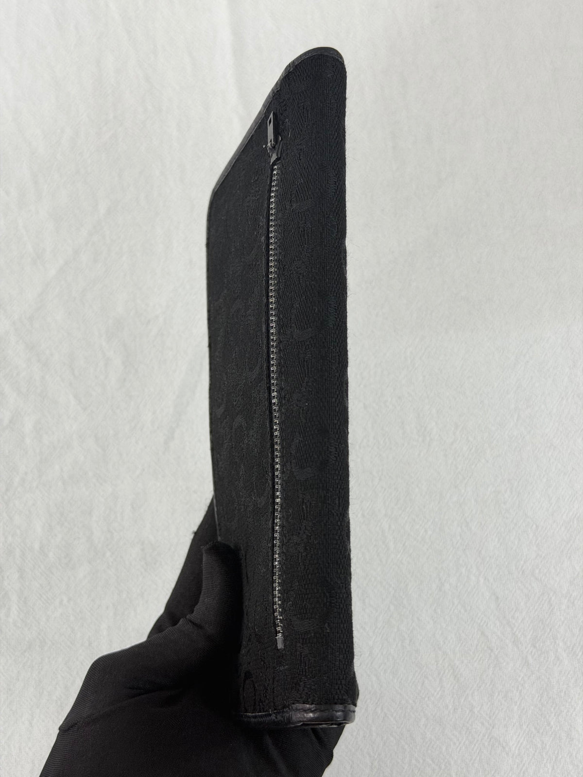 Celine Vintage C Sulky Canvas Bifold Long Wallet Black