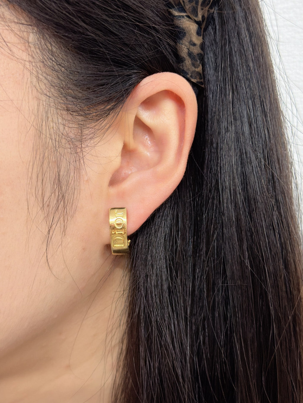 Christian Dior Vintage Logo Gold Clip-On Earrings