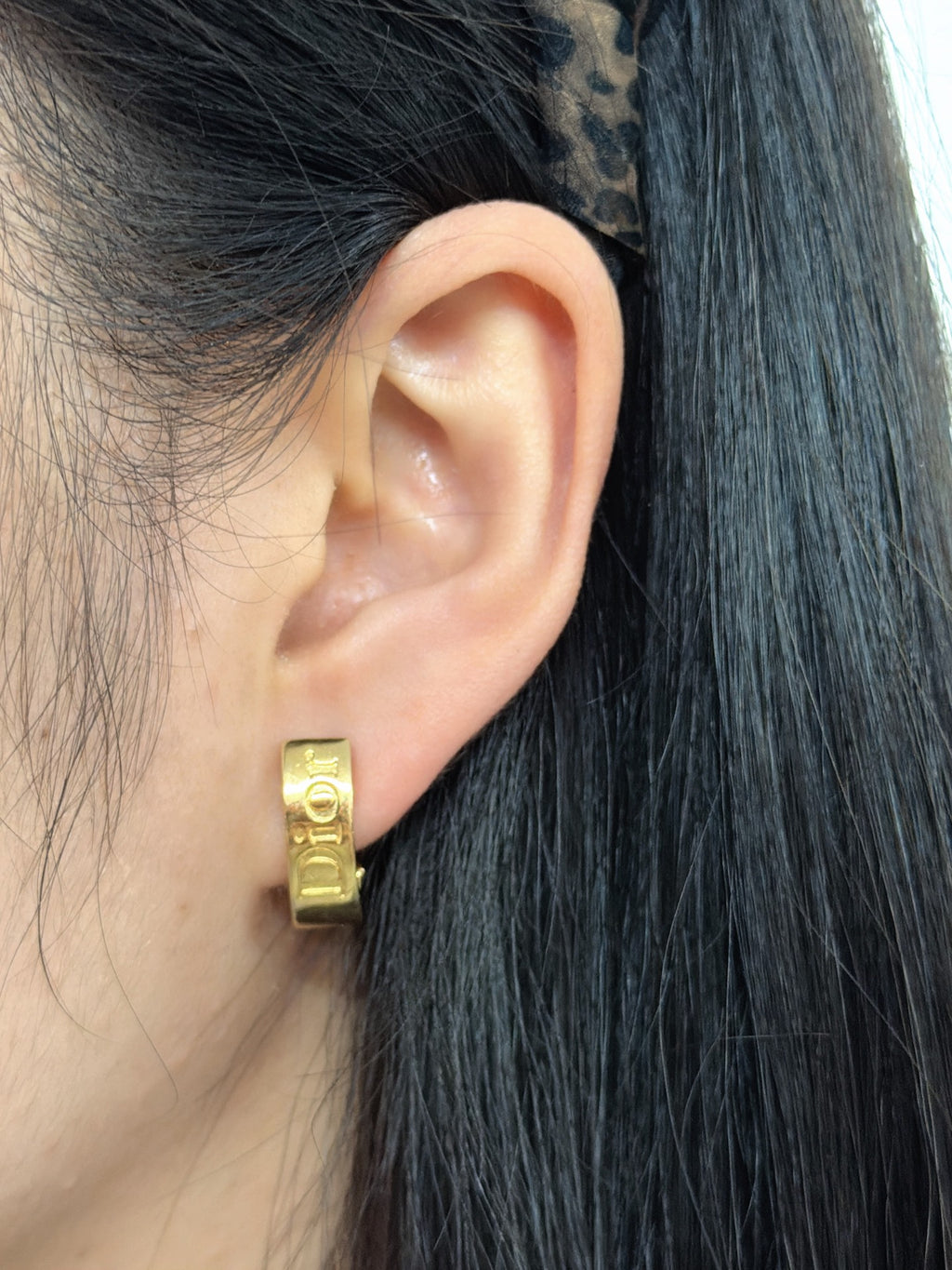 Christian Dior Vintage Logo Gold Clip-On Earrings