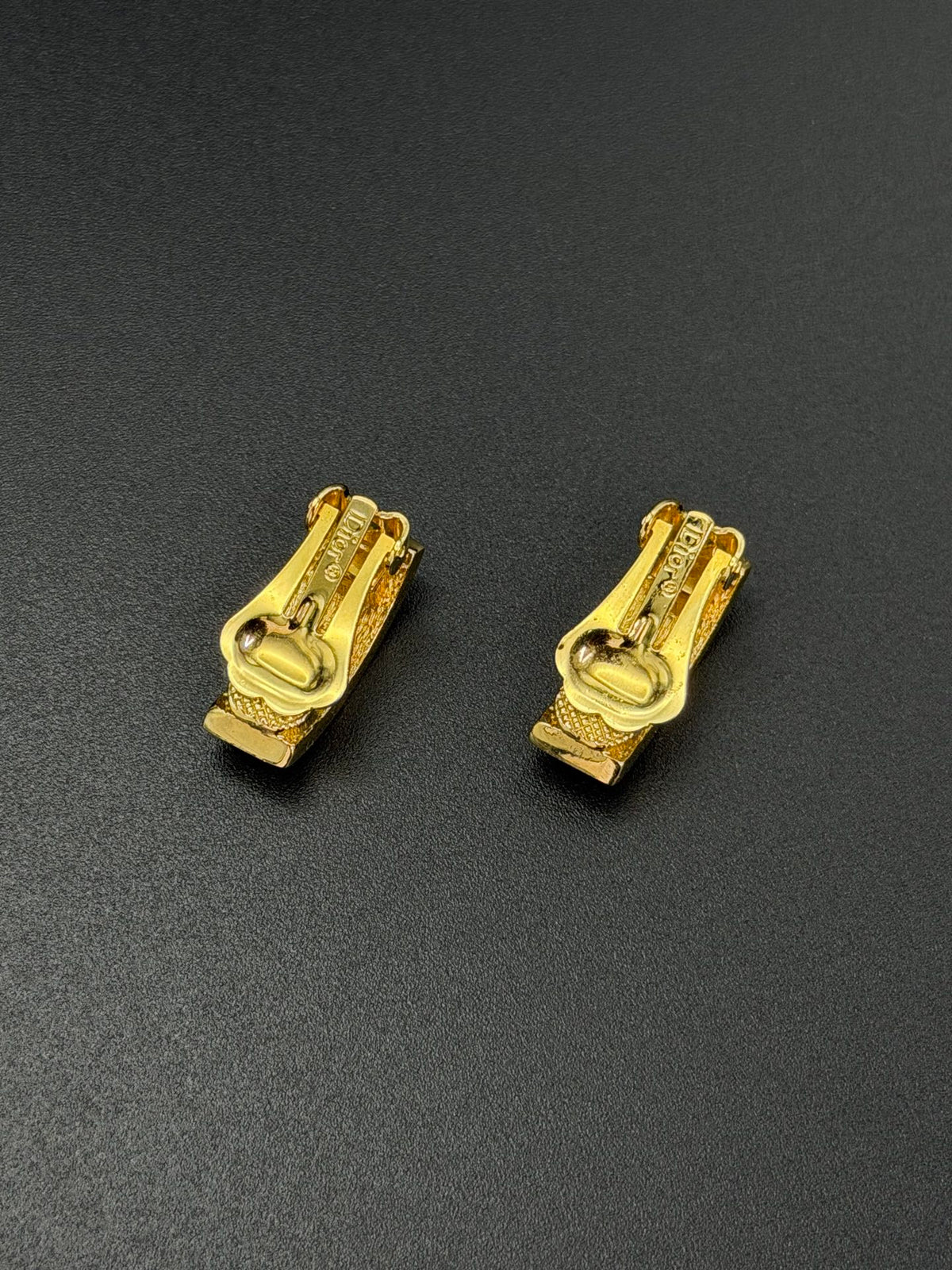 Christian Dior Vintage Logo Gold Clip-On Earrings