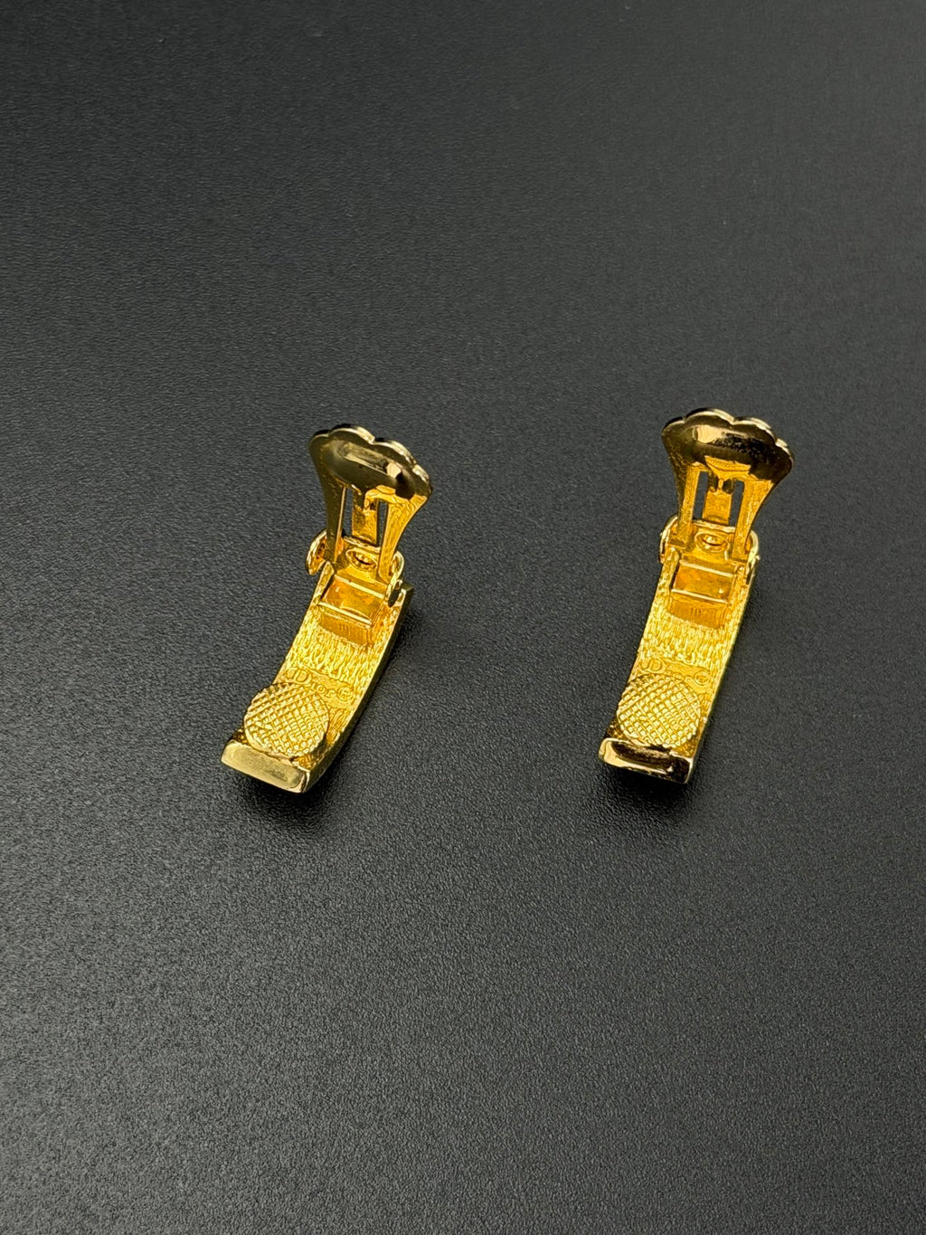 Christian Dior Vintage Logo Gold Clip-On Earrings