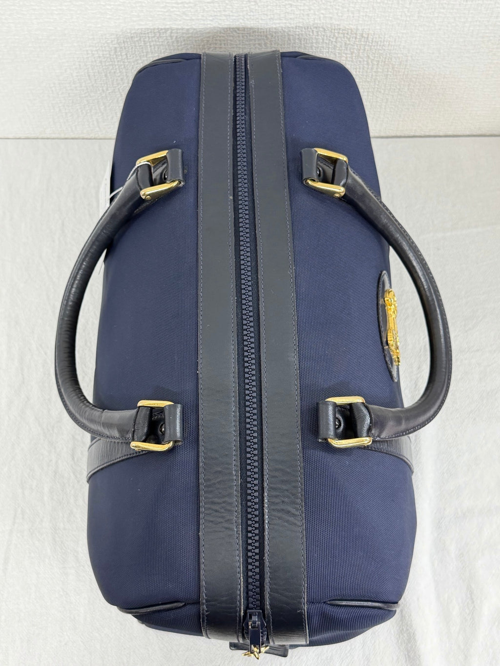 Celine Vintage Horse Carriage Nylon Boston Bag Navy
