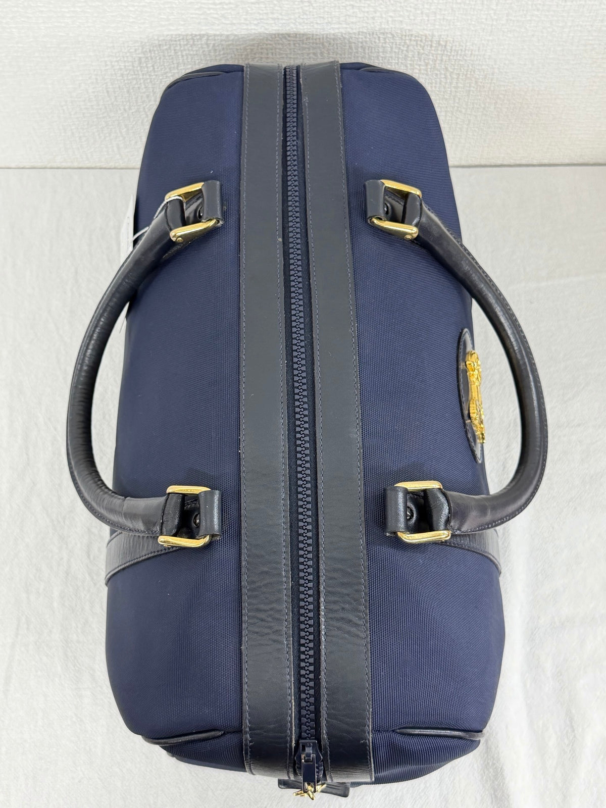 Celine Vintage Horse Carriage Nylon Boston Bag Navy