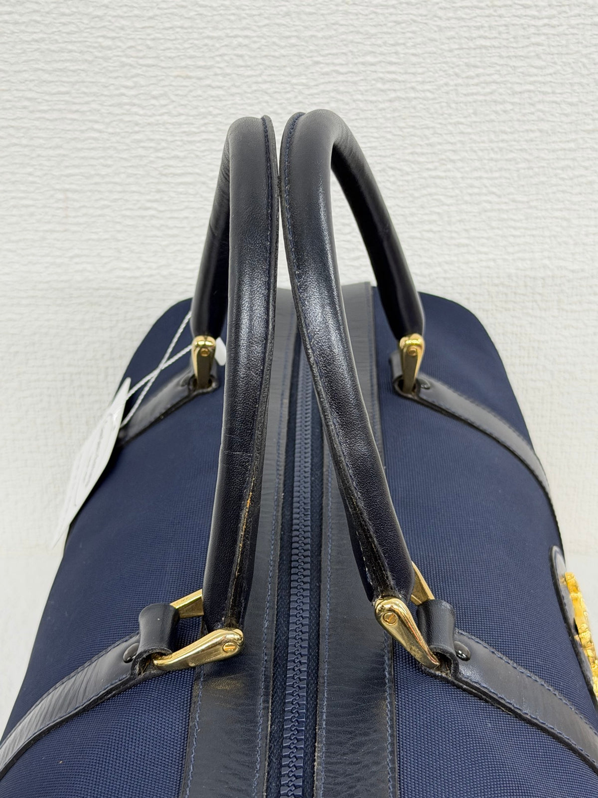 Celine Vintage Horse Carriage Nylon Boston Bag Navy