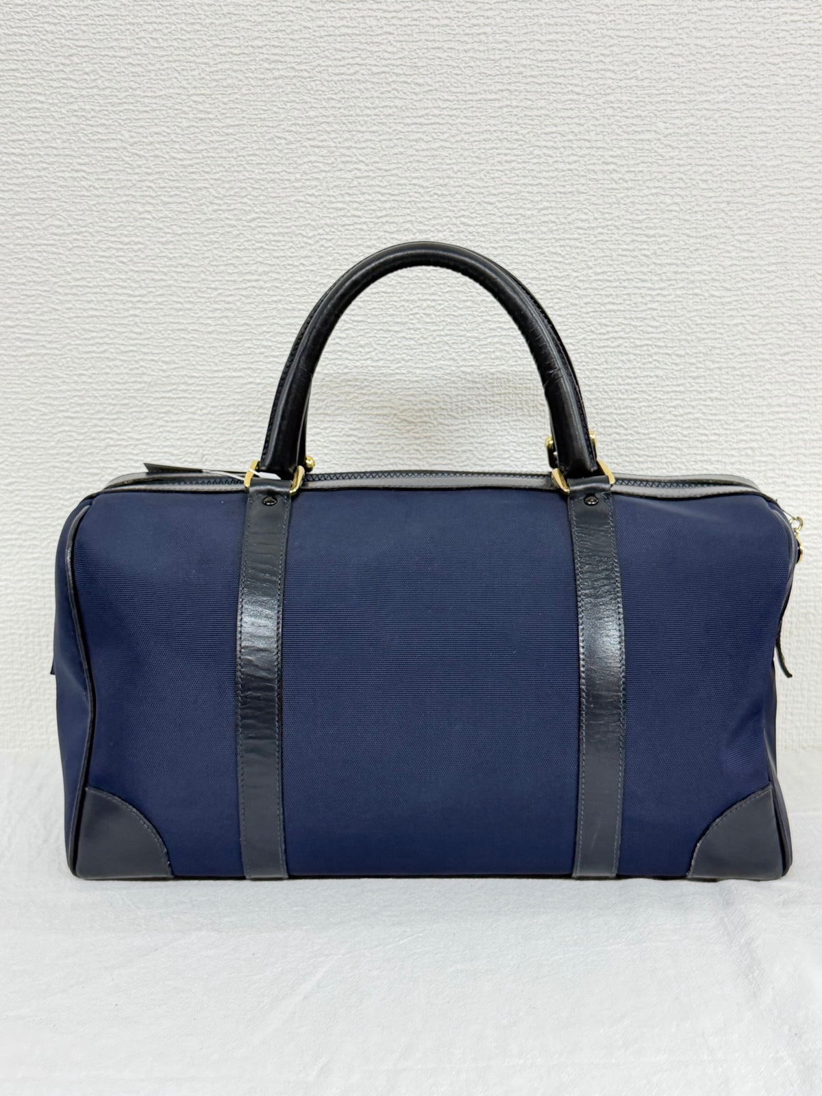 Celine Vintage Horse Carriage Nylon Boston Bag Navy