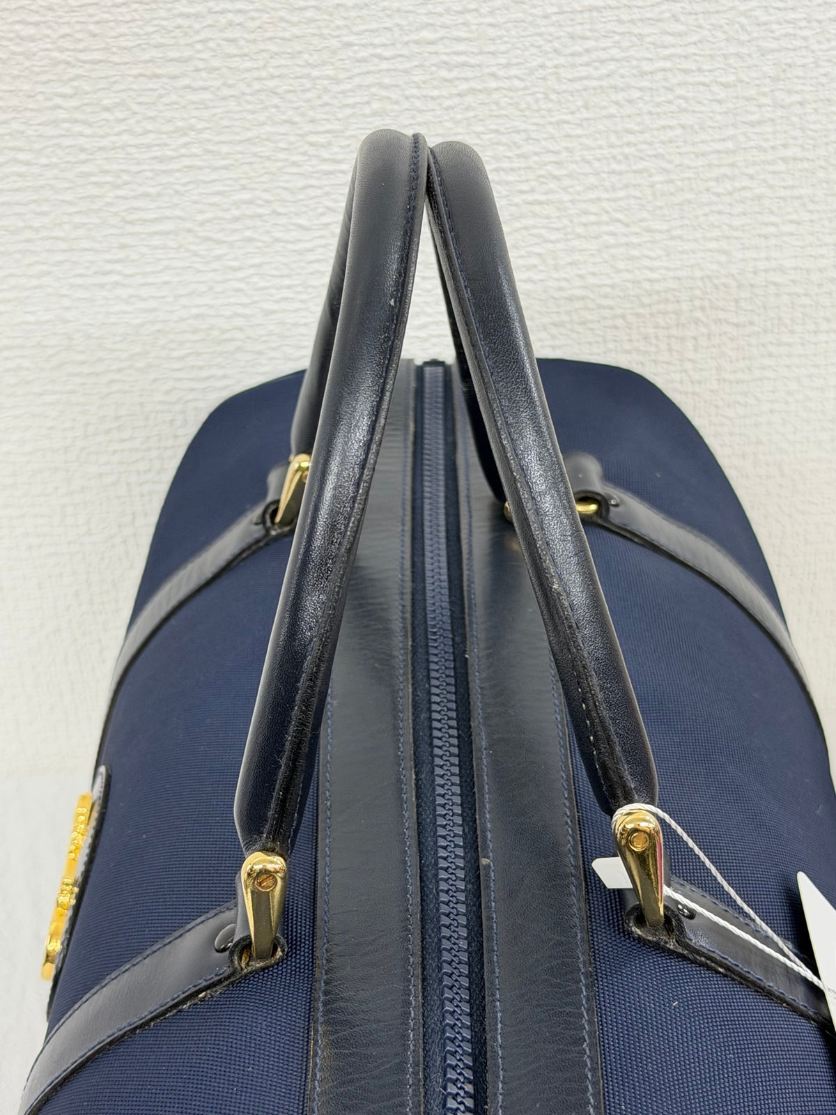 Celine Vintage Horse Carriage Nylon Boston Bag Navy