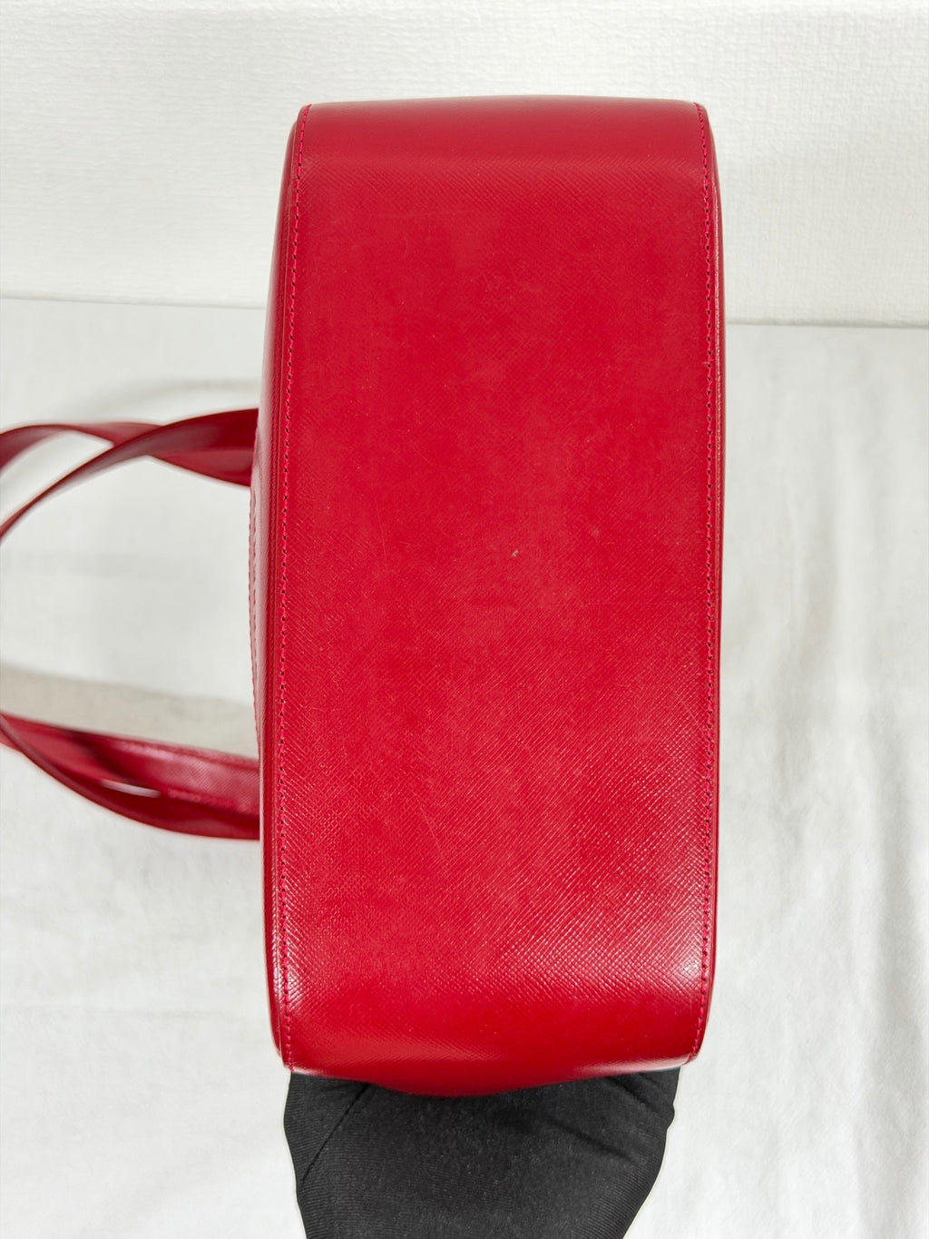 Burberry Haymarket Check Canvas Tote Bag Red Leather Trim