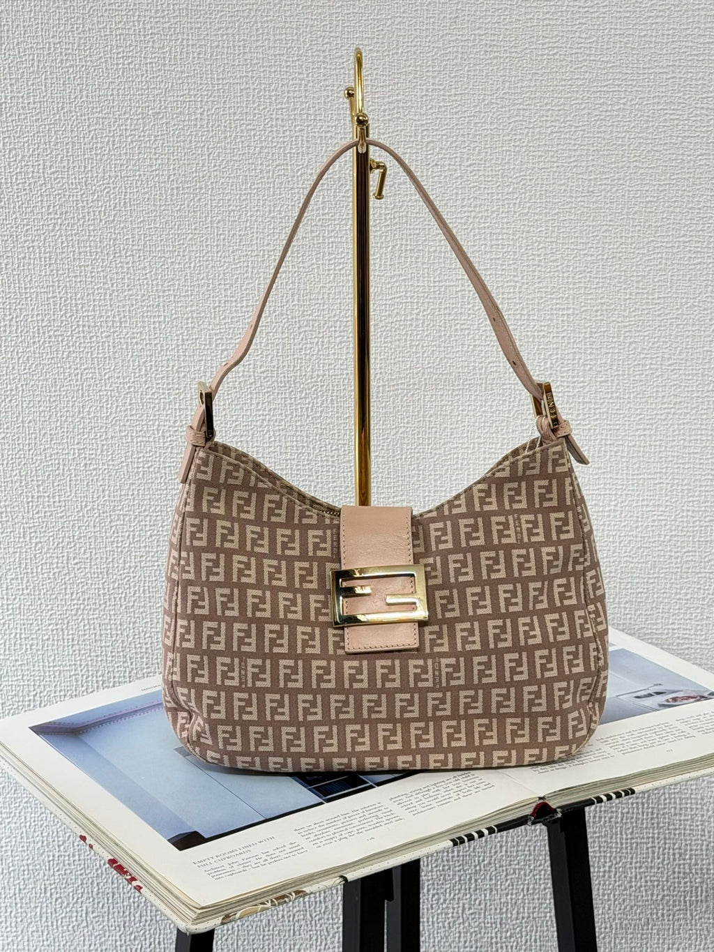 Fendi Vintage Zucchino Canvas Mamma Baguette Bag Beige