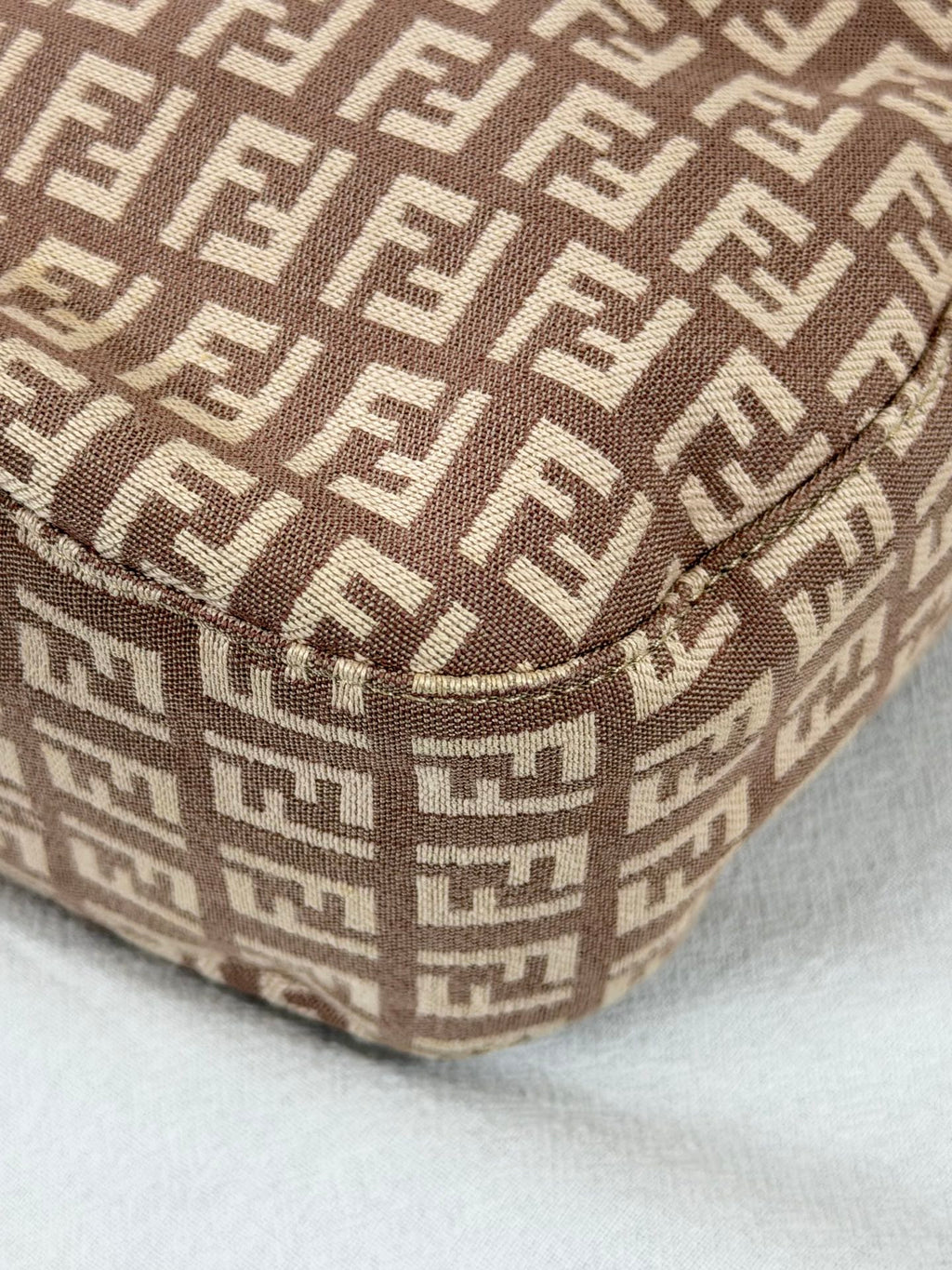 Fendi Vintage Zucchino Canvas Mamma Baguette Bag Beige