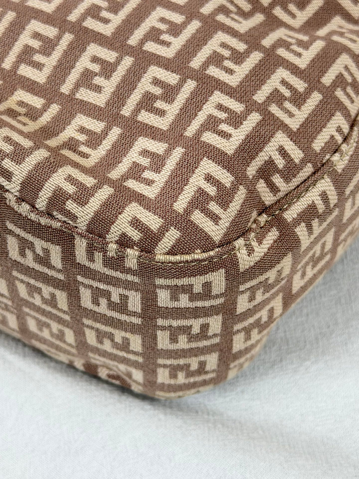 Fendi Vintage Zucchino Canvas Mamma Baguette Bag Beige