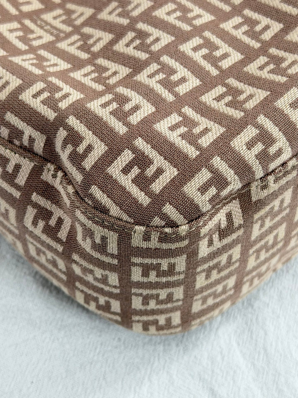 Fendi Vintage Zucchino Canvas Mamma Baguette Bag Beige