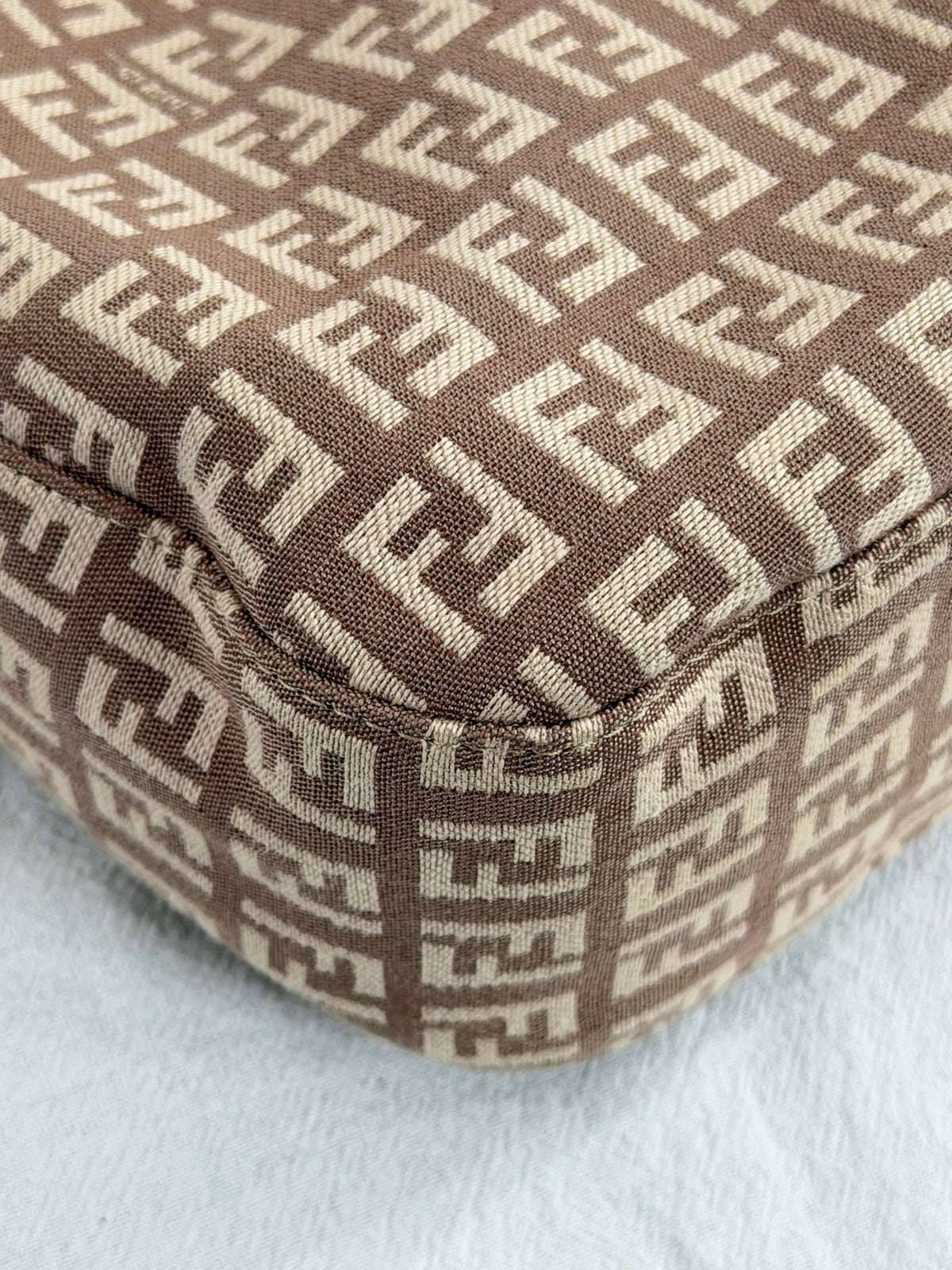 Fendi Vintage Zucchino Canvas Mamma Baguette Bag Beige