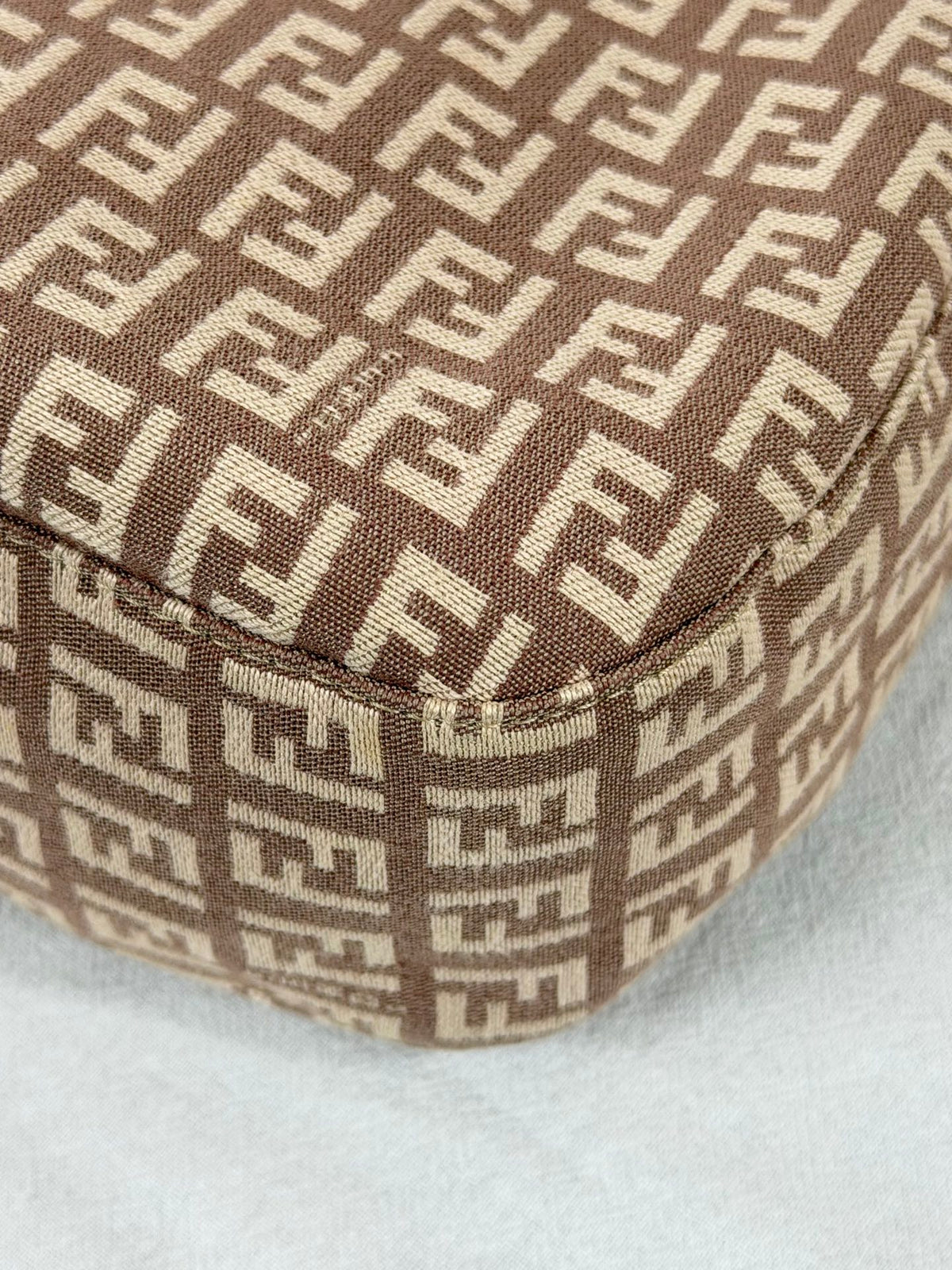 Fendi Vintage Zucchino Canvas Mamma Baguette Bag Beige