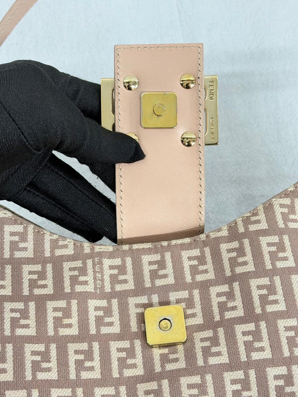 Fendi Vintage Zucchino Canvas Mamma Baguette Bag Beige