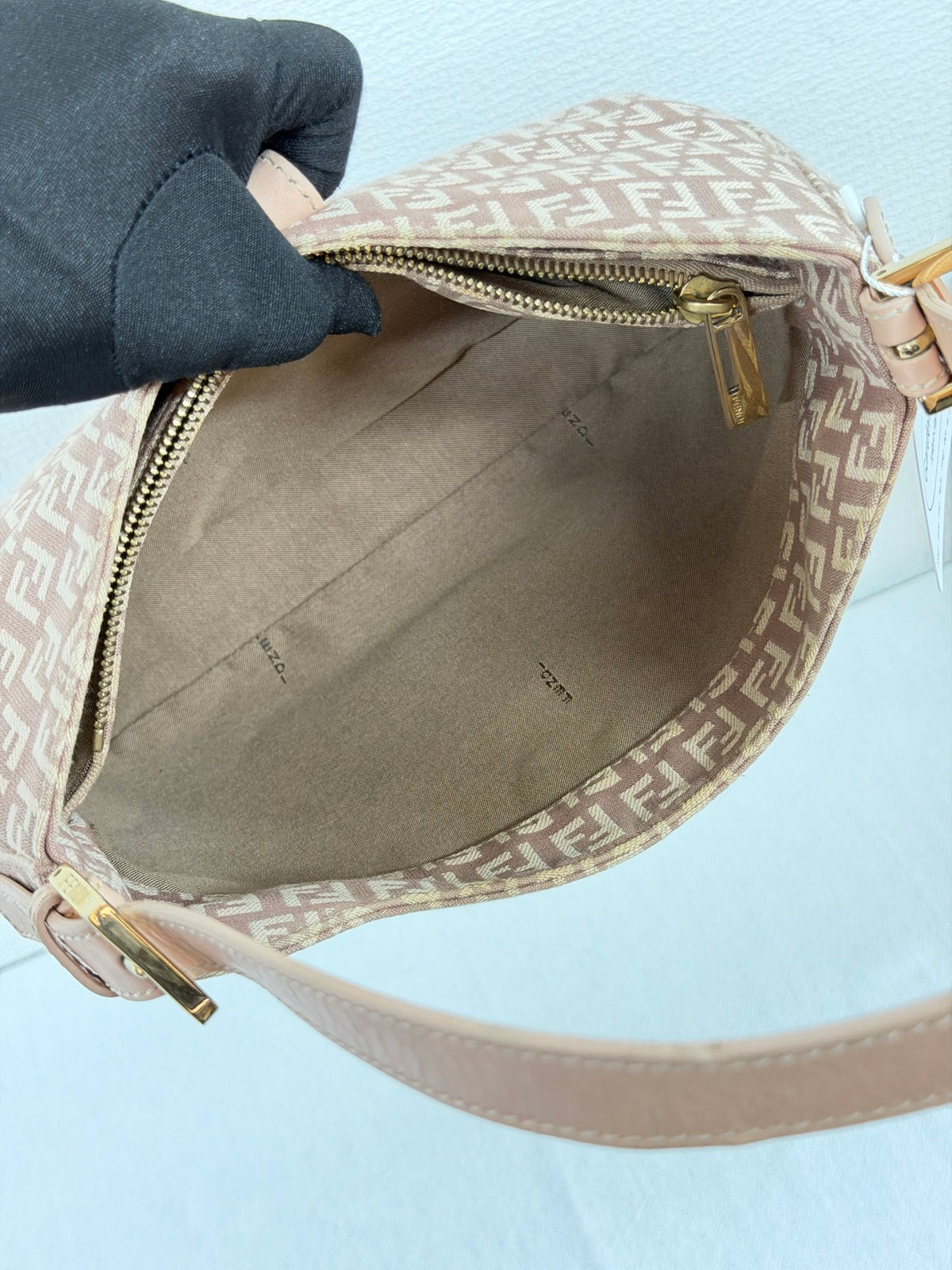 Fendi Vintage Zucchino Canvas Mamma Baguette Bag Beige