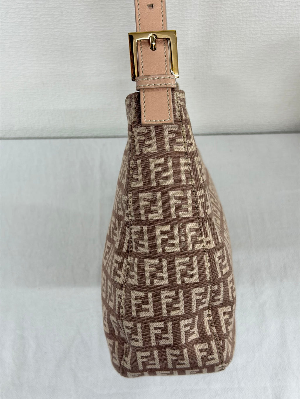 Fendi Vintage Zucchino Canvas Mamma Baguette Bag Beige