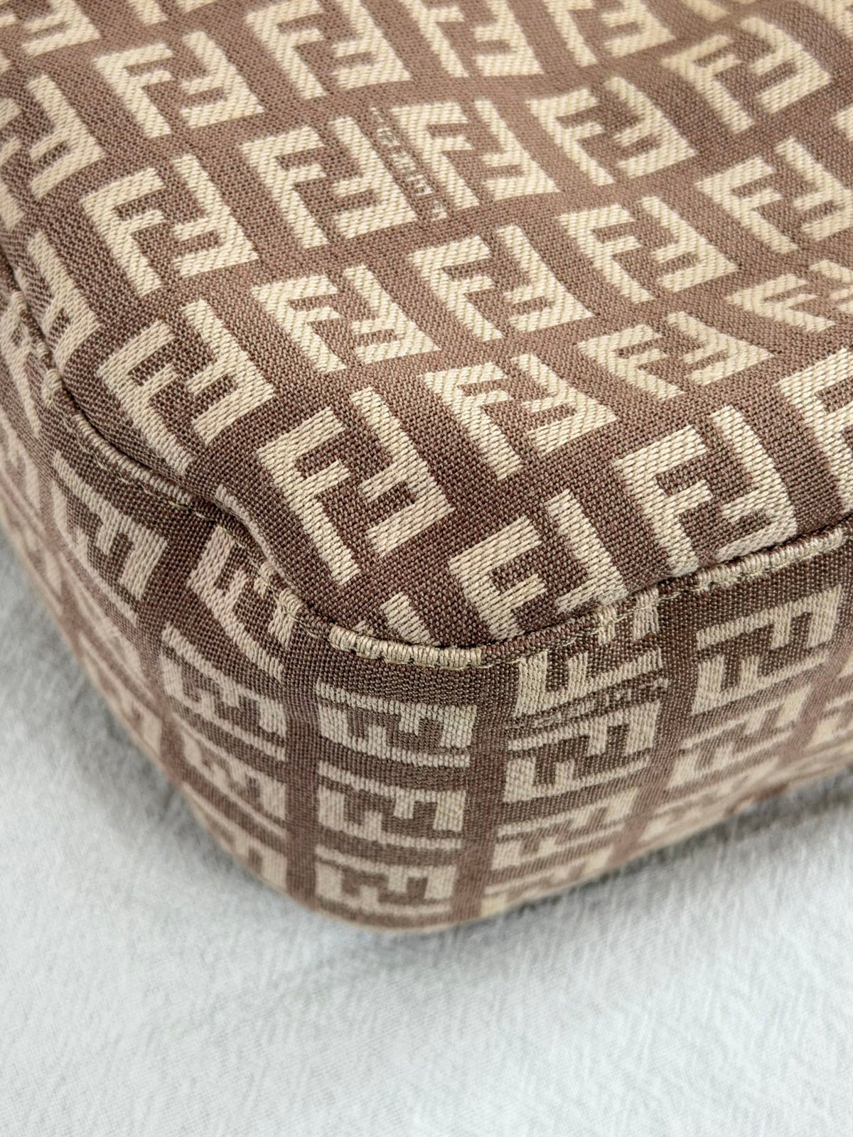 Fendi Vintage Zucchino Canvas Mamma Baguette Bag Beige