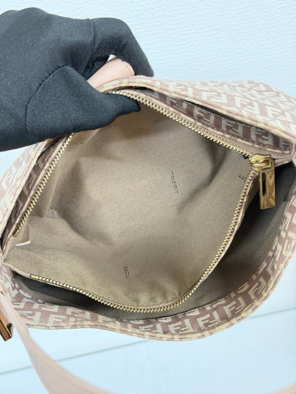 Fendi Vintage Zucchino Canvas Mamma Baguette Bag Beige