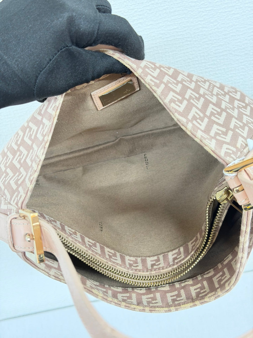 Fendi Vintage Zucchino Canvas Mamma Baguette Bag Beige