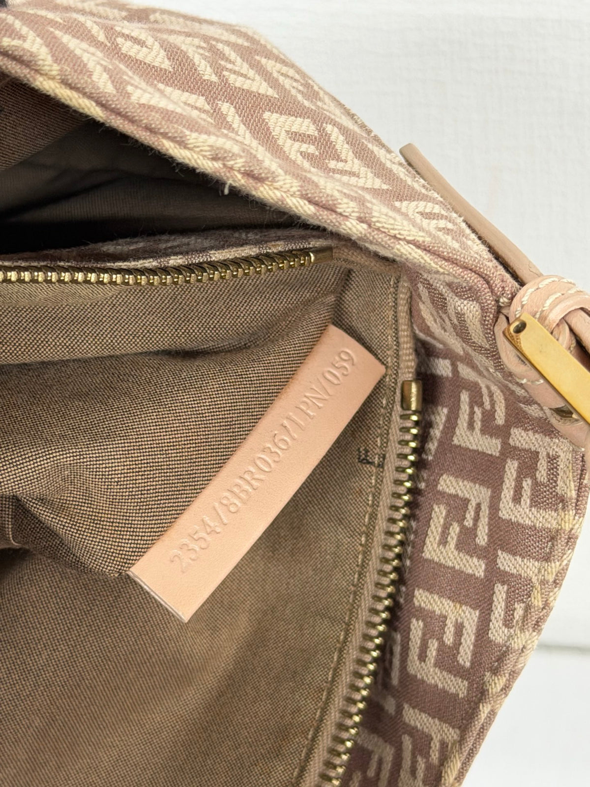 Fendi Vintage Zucchino Canvas Mamma Baguette Bag Beige