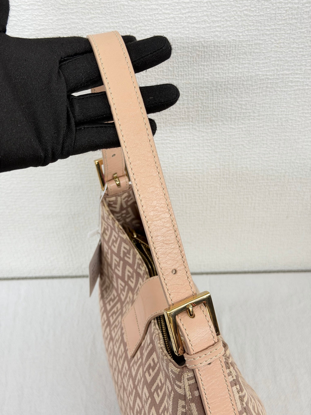 Fendi Vintage Zucchino Canvas Mamma Baguette Bag Beige