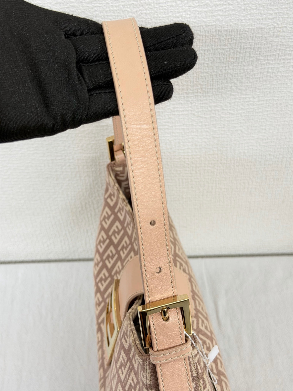 Fendi Vintage Zucchino Canvas Mamma Baguette Bag Beige
