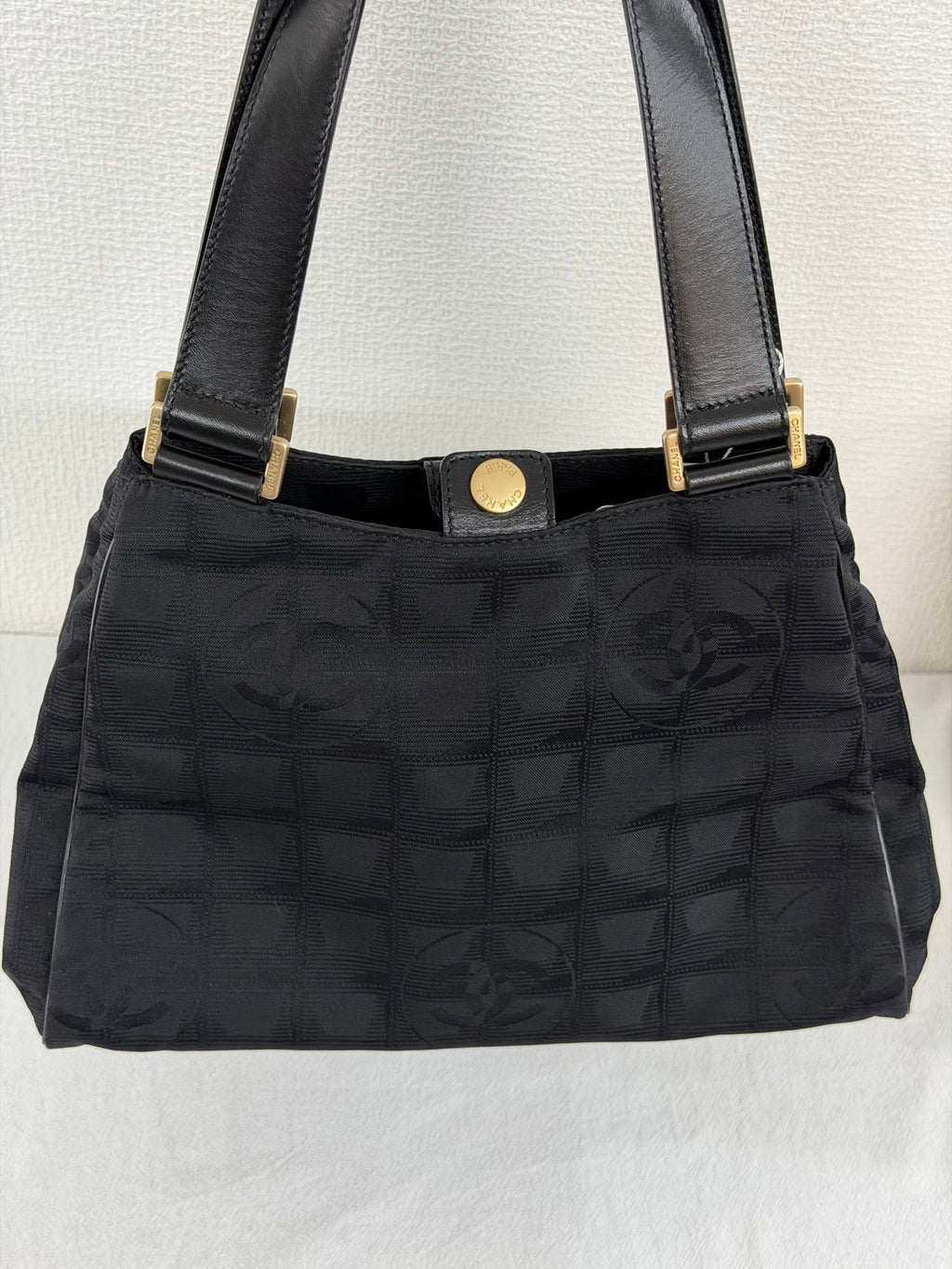Chanel New Travel Line Handbag Black Gold Hardware