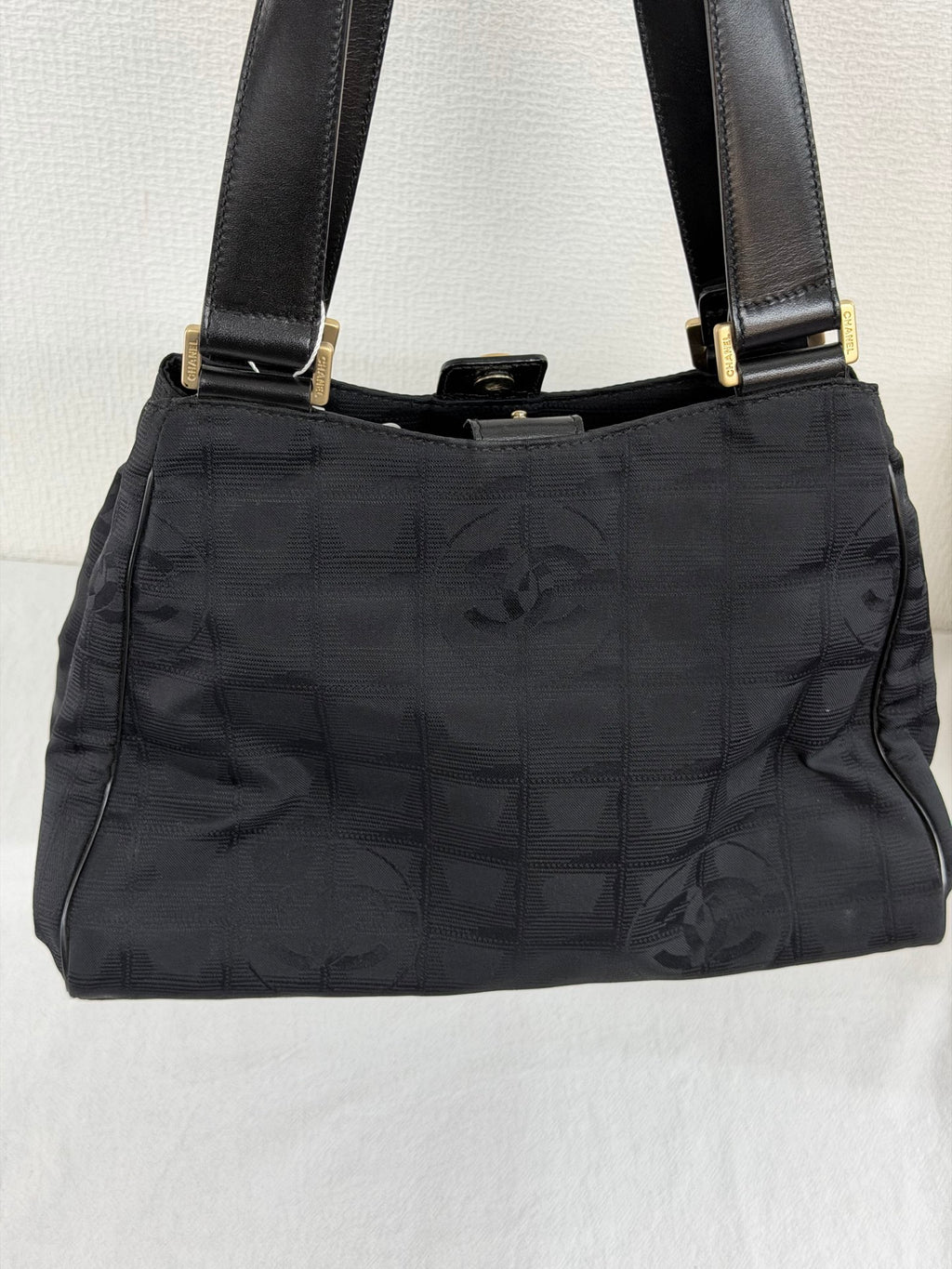 Chanel New Travel Line Handbag Black Gold Hardware