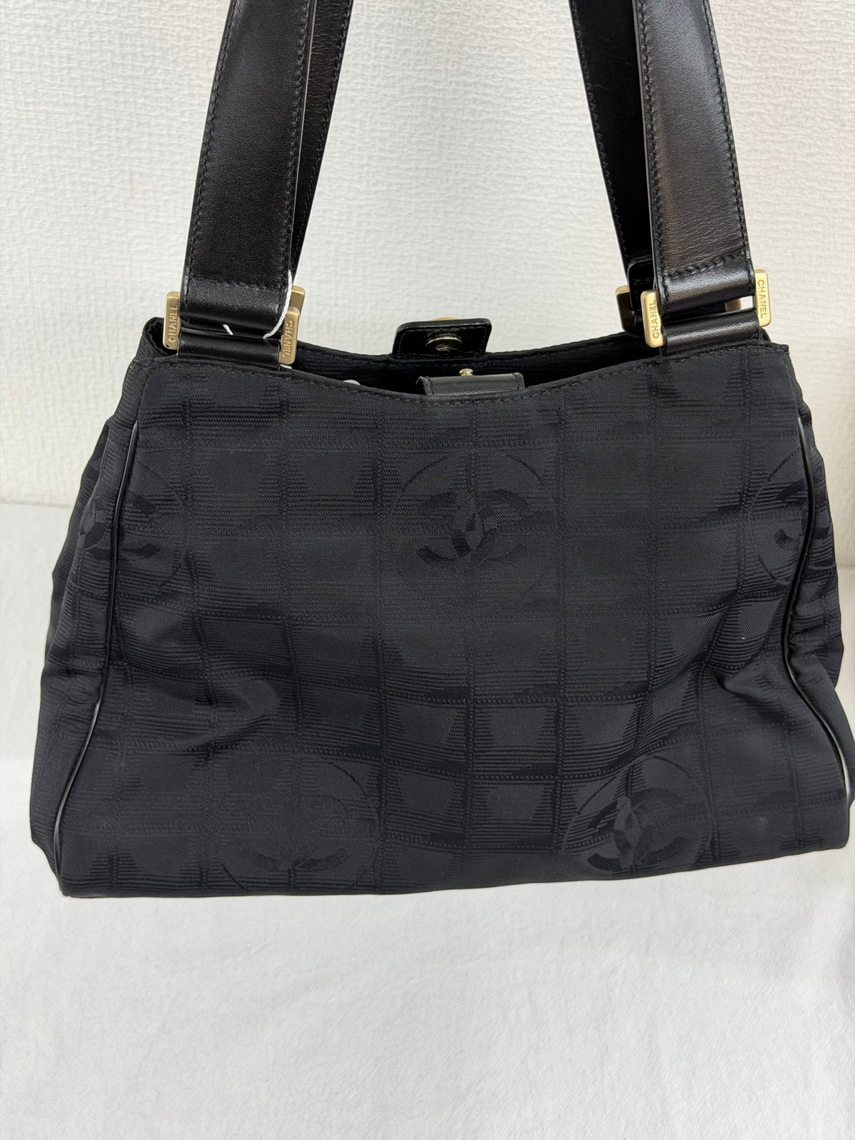 Chanel New Travel Line Handbag Black Gold Hardware