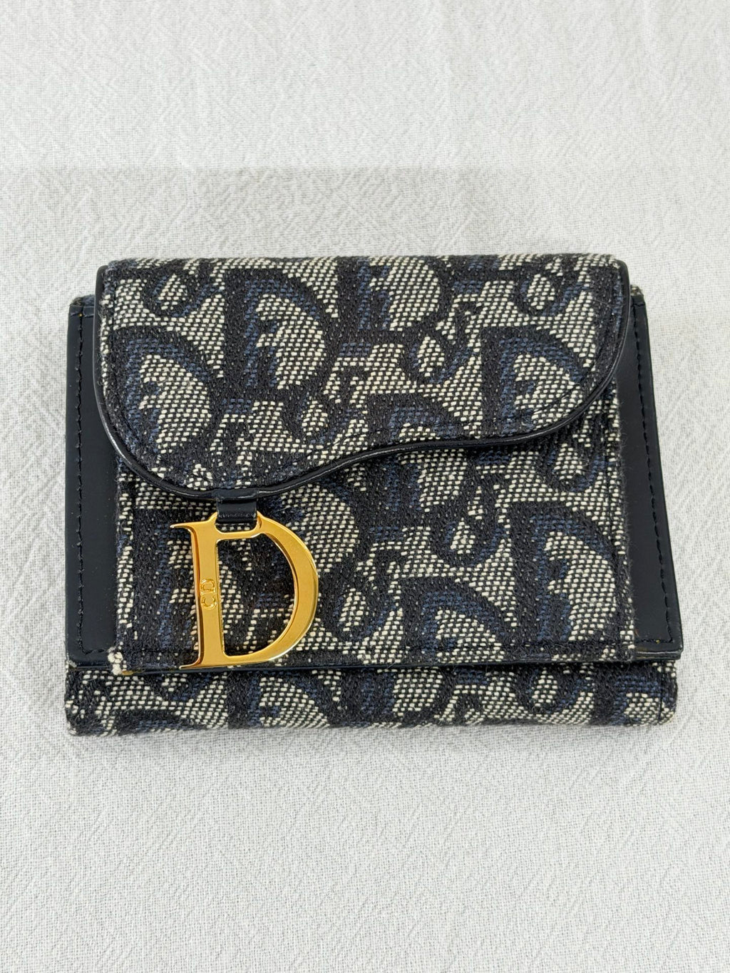 Dior Saddle Lotus Wallet Blue Dior Oblique Jacquard