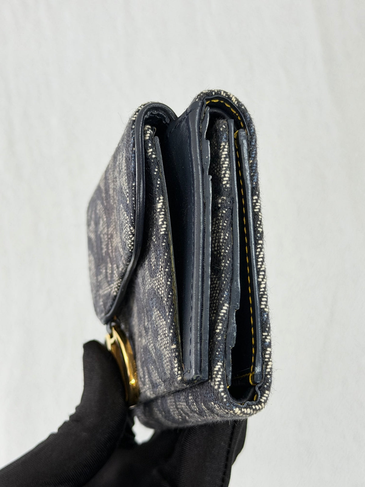 Dior Saddle Lotus Wallet Blue Dior Oblique Jacquard