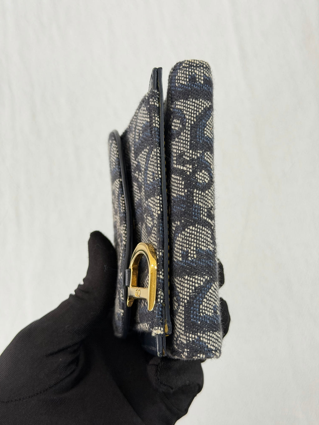 Dior Saddle Lotus Wallet Blue Dior Oblique Jacquard