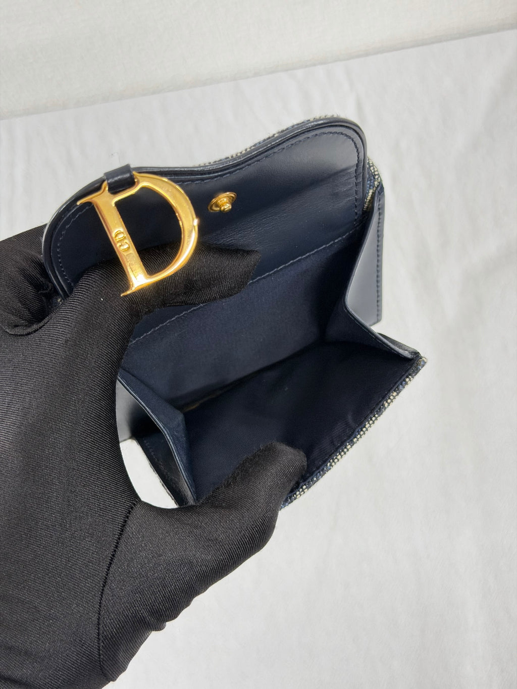 Dior Saddle Lotus Wallet Blue Dior Oblique Jacquard