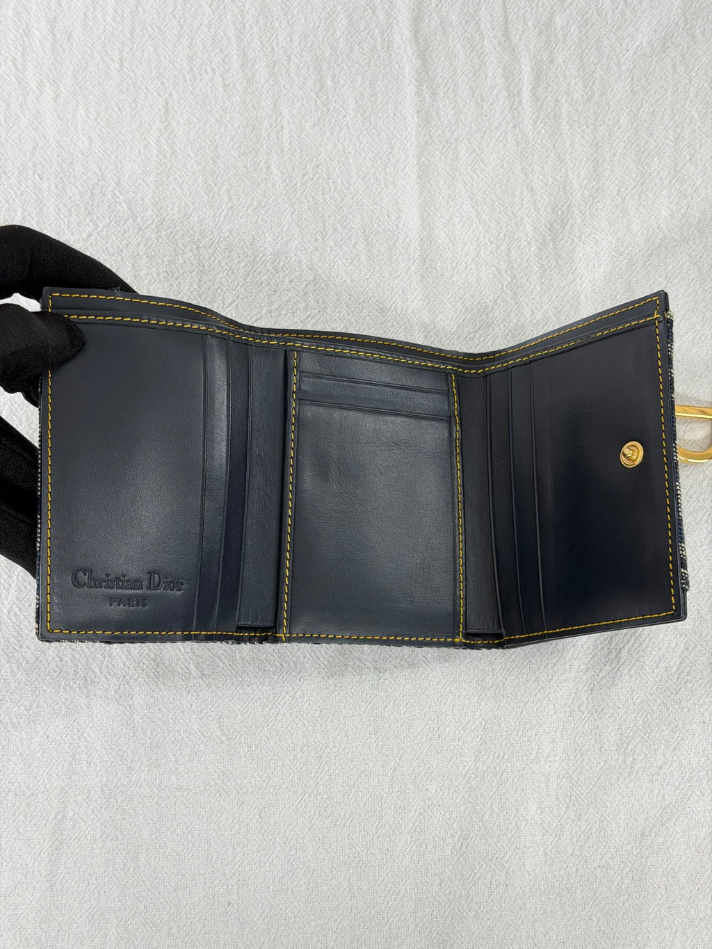 Dior Saddle Lotus Wallet Blue Dior Oblique Jacquard