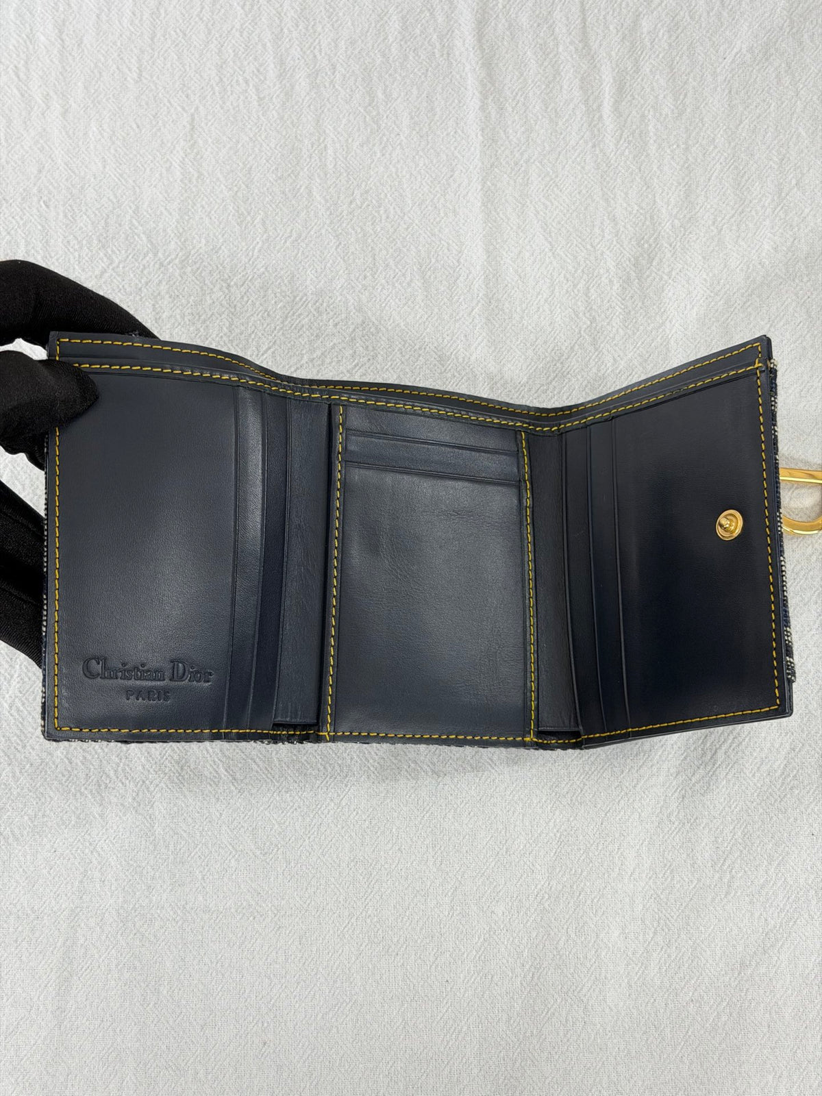 Dior Saddle Lotus Wallet Blue Dior Oblique Jacquard