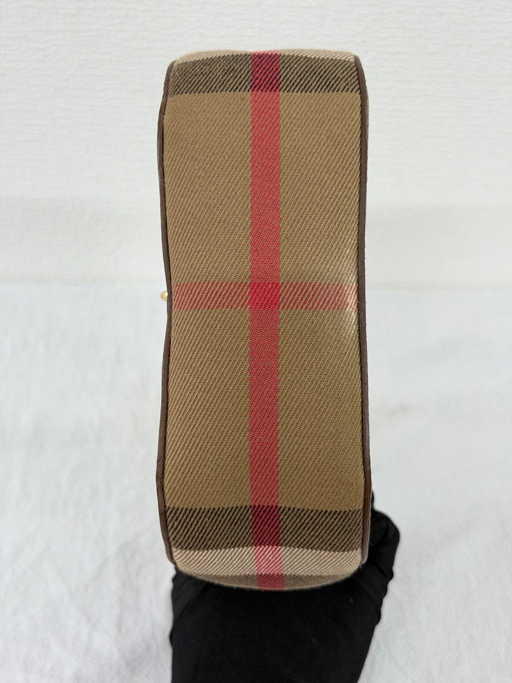 Burberry Derby Calfskin Small Square Buckle Belt Bag Tan Black