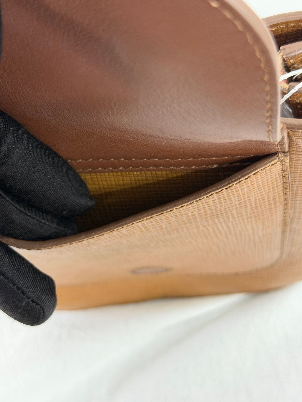 Burberry Derby Calfskin Small Square Buckle Belt Bag Tan Black
