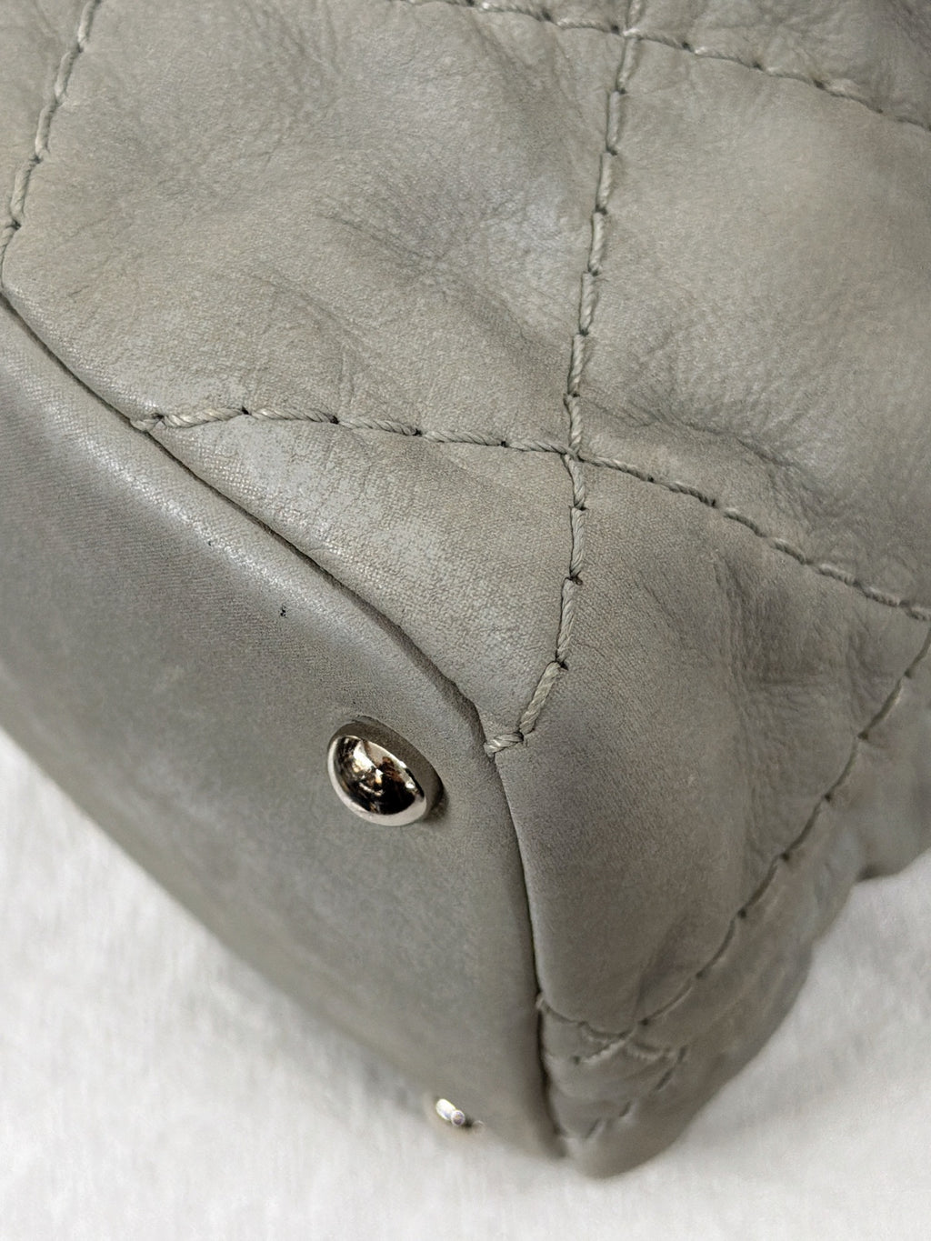 Chanel Vintage CC Crave Caviar Flap Top Handle 2WAY Bag Grey