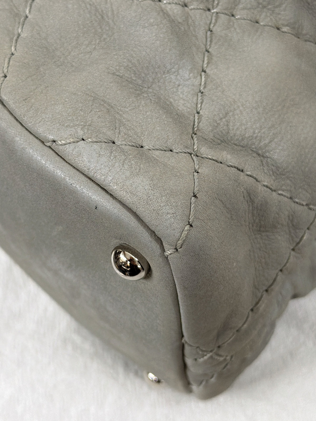 Chanel Vintage CC Crave Caviar Flap Top Handle 2WAY Bag Grey