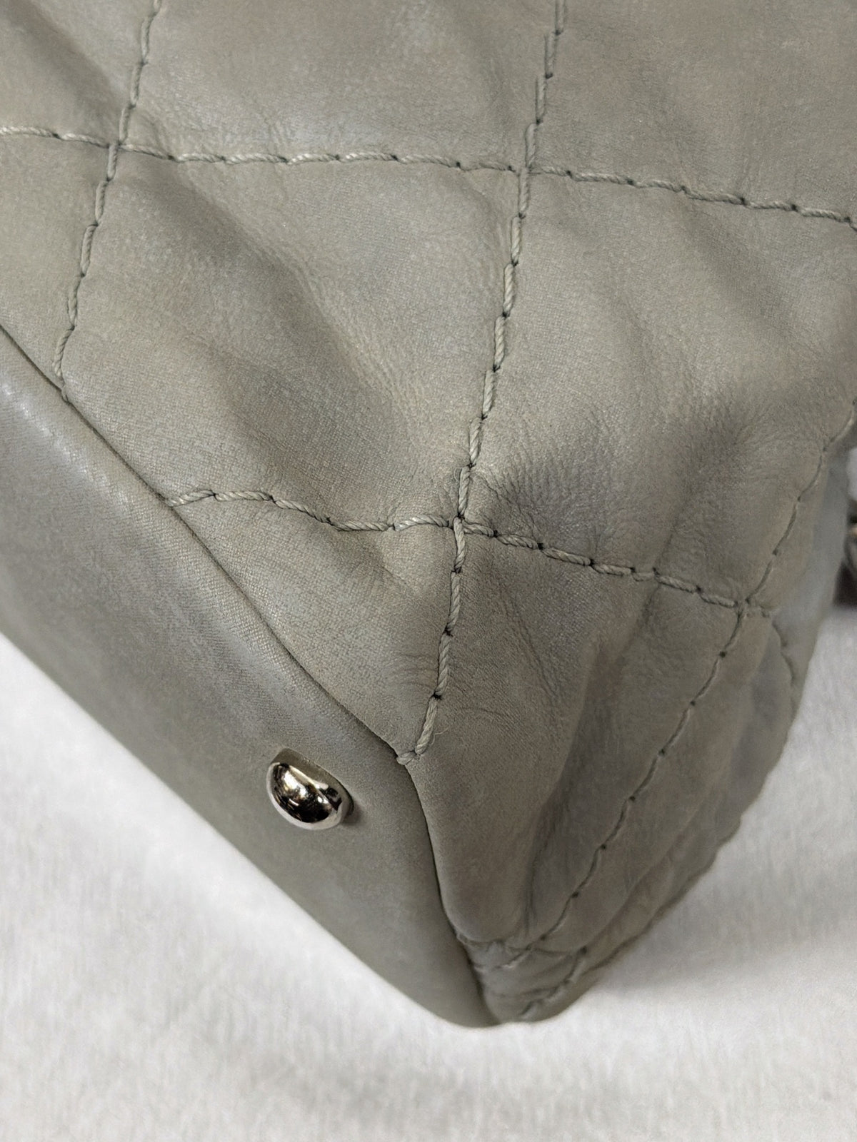 Chanel Vintage CC Crave Caviar Flap Top Handle 2WAY Bag Grey